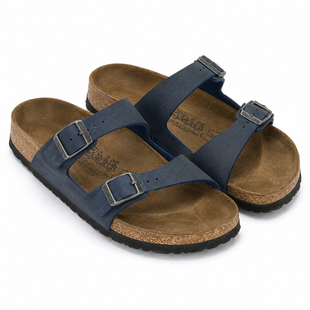 Birki's Birkenstock Slide Sandals Womens 10 Blue Leather Comfort Granola Boho